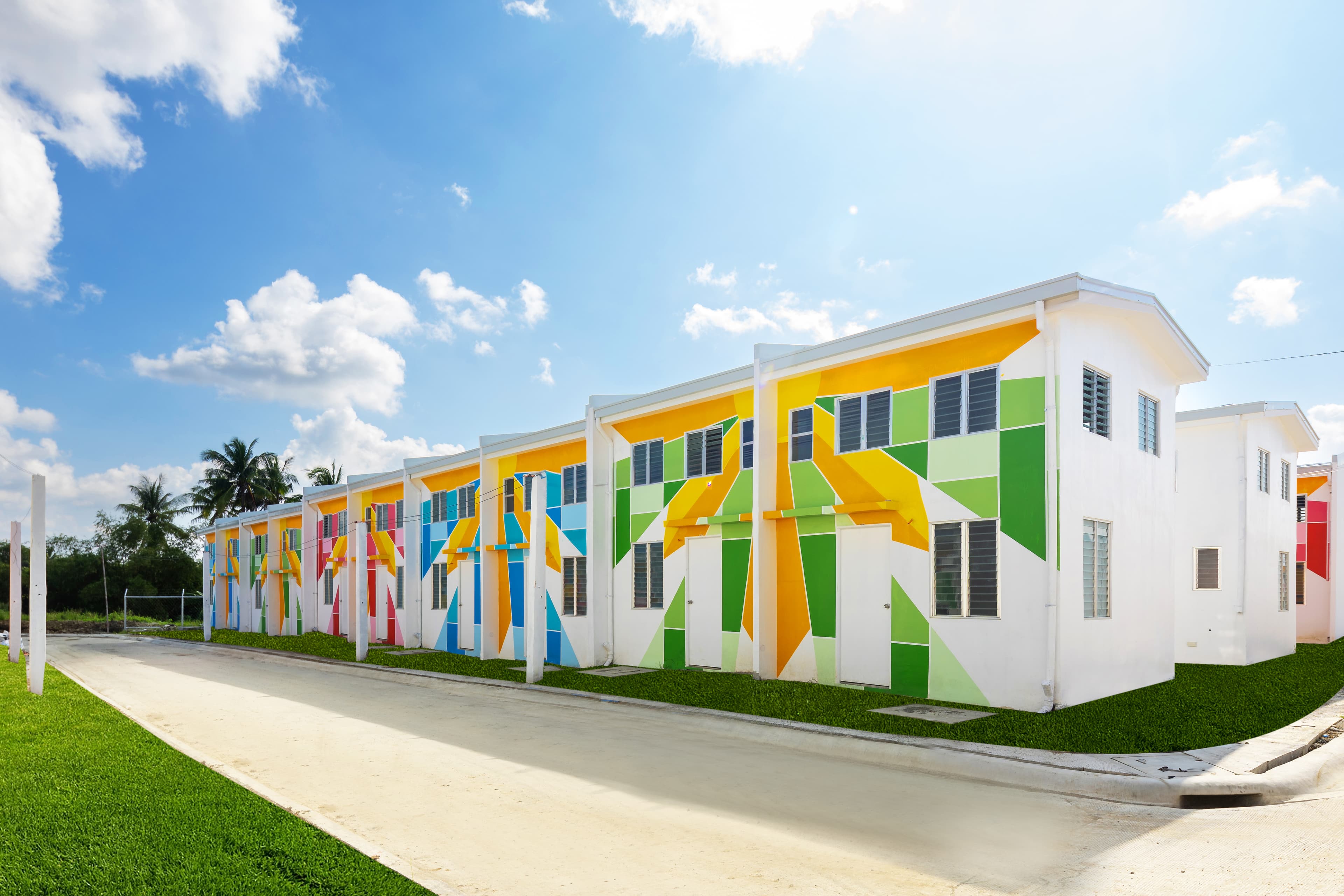 Colorful homes in the solar community