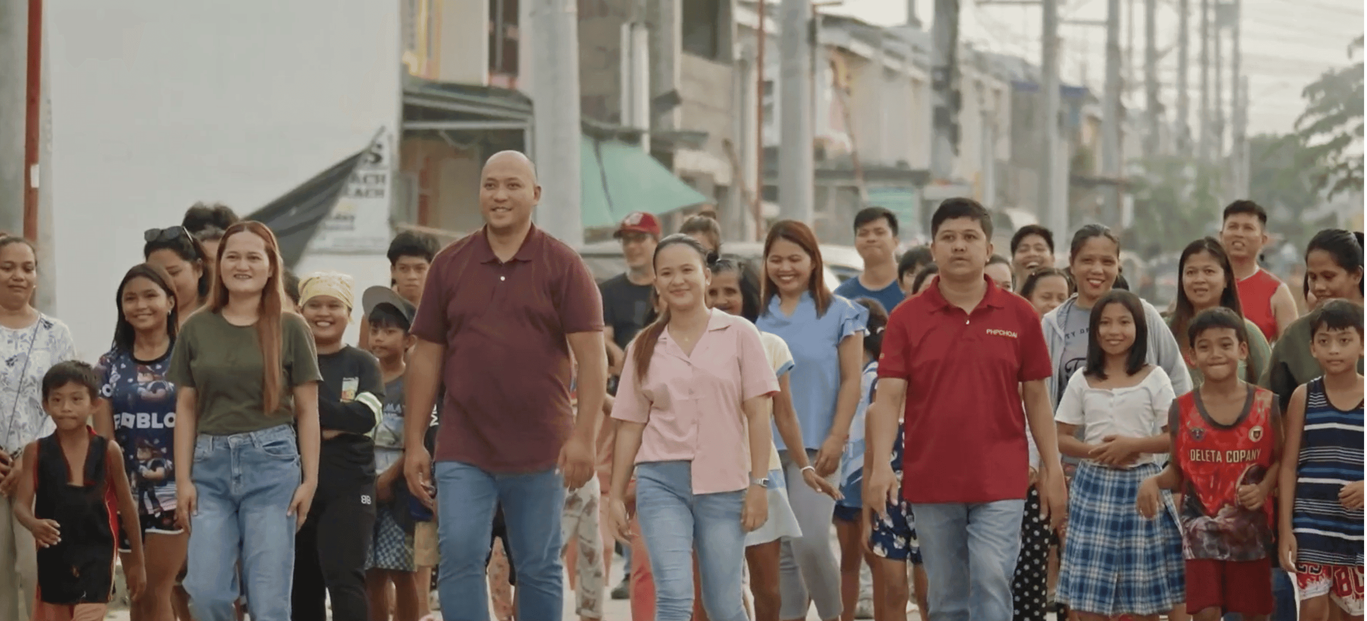 Residents walking together through their community